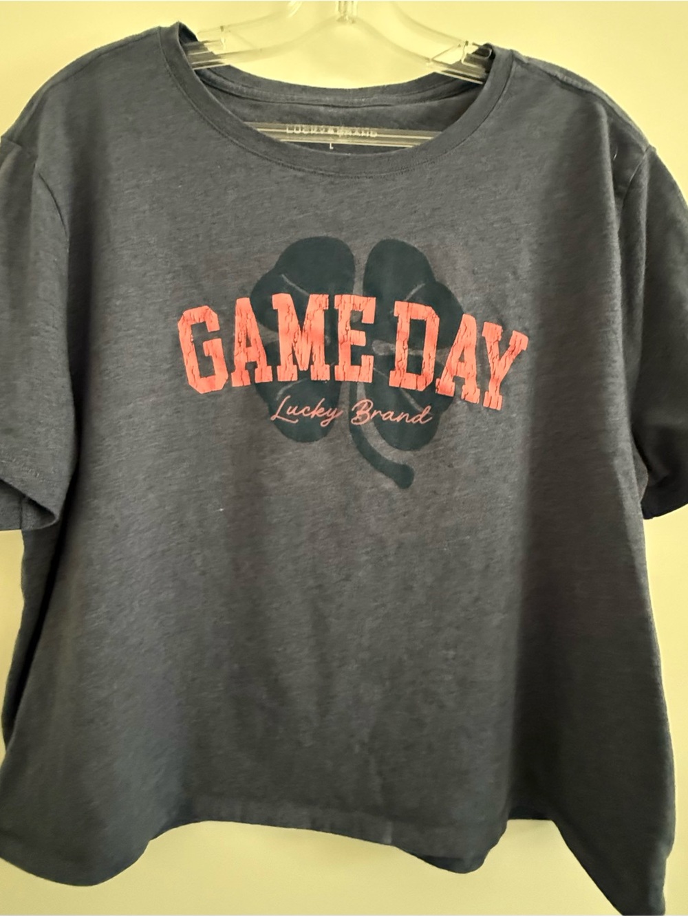 Lucky Brand Navy Tee with Coral 'GAME DAY' Graphic